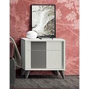 Coppia di comodini Bianchi e Grigi, 2 cassetti con piedini