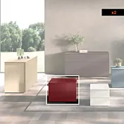 comodino laccato rosso