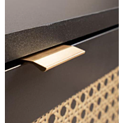 Comodino moderno nero con dettaglio Oro, 2 cassetti