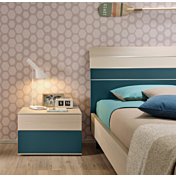 Comodino per camerette Moretti Compact, 2 cassetti in Larice e Pavone