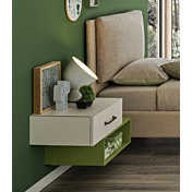 Comodino sospeso Moretti Compact, Bianco luce e Flora laccato