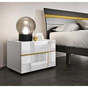 Comodino 2 cassetti per camerette, grafica 733 e Bianco gesso