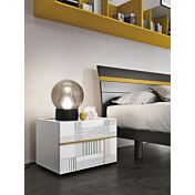 Comodino 2 cassetti per camerette, grafica 733 e Bianco gesso