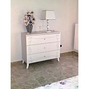 Comò contemporaneo con serigrafia frontale bianco avatar