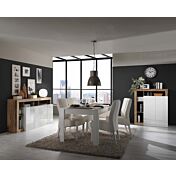 Soggiorno moderno completo in finitura bianco laccato lucido e pero