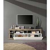 Mobile Porta Tv moderno in finitura bianco laccato lucido e Cemento