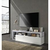 Porta Tv moderno in finitura bianco laccato lucido e Cemento