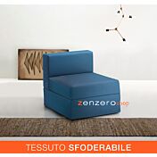 Divanetto singolo per divani componibili, 1 posto, finitura azzurro