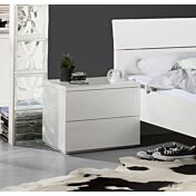Comodino moderno con 2 cassetti in Bianco laccato lucido