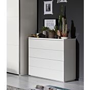 Comò moderno con 4 cassetti in finitura Bianco laccato lucido