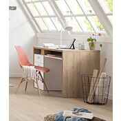 Scrivania con cassettiera in finitura Bianco laccato e Rovere