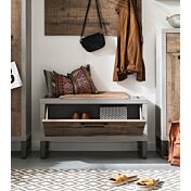 Panca in stile Industry con anta, Cemento e Rovere invecchiato