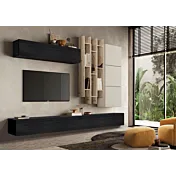 Parete attrezzata 276x30x210 h cm, Nero frassino, Cashmere, Cadiz- Logica Zenzero Shop