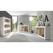 Soggiorno bianco lucido e Pero con Vetrina, Madia 3 ante e Madia 2 ante 3 cassetti