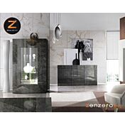 Soggiorno di lusso, Madia e Vetrina, finitura Marmo Lucido Nero