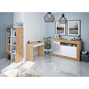 Libreria rovere nodi e bianco opaco, 6 ripiani