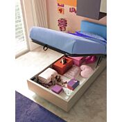 Letto singolo contenitore Zen Moretti Compact, tessuto VL 17 e Crema laccato