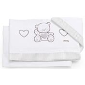 Culla Mr.Bear bianca e choco con ruote, decori con orsetti