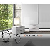 Coppia di comodini bianco lucido, maniglie serie line