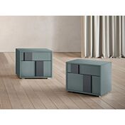 Coppia di comodini laccato opaco Bristol e Piombo