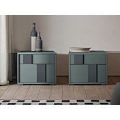 Coppia di comodini laccato opaco Bristol e Piombo