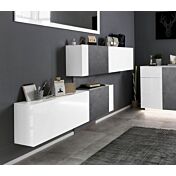 Scarpiera doppia, design orizzontale e moderno, finitura Bianco Lucido e Ardesia