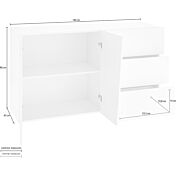 Credenza Moderna, 2 ante, 3 cassetti, finitura Ardesia