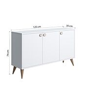 Madia bianca Ankara, 3 ante e piedini a cono