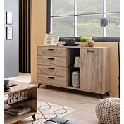 Madia moderna 4 cassetti e un'anta, Rovere grigio e Nero