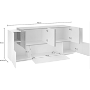 Credenza moderna 6 ante e una ribalta in Bianco lucido e Pero