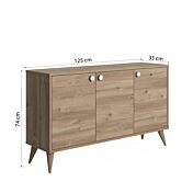 Madia Ankara rovere, 3 ante e piedini a cono