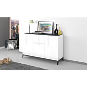 Madia moderna Bianca lucido e Ardesia, 3 ante 1 cassetto