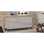 Madia moderna, 3 ante 1 cassetto in finitura bianco lucido