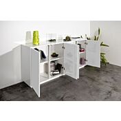 Salotto con madia alta, porta TV e madia 4 ante finitura bianco lucido