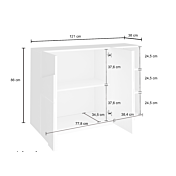 Madia moderna con 3 ante dal disegno geometrico in finitura Beton