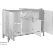 Madia moderna Bianca lucido e Ardesia, 3 ante 1 cassetto