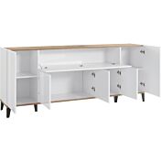 Credenza moderna 200 cm Bianco lucido e Pero