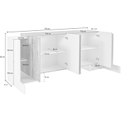 Madia bianca 6 ante con frontali Ardesia