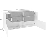 Madia con cassetti e 2 ante in Bianco lucido e Pero
