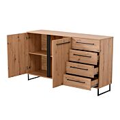 Madia industry con cassetti e due ante, finitura Rovere e Nero