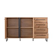 Madia industry con cassetti e due ante, finitura Rovere e Nero