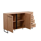 Madia industry con cassetti e due ante, finitura Rovere e Nero