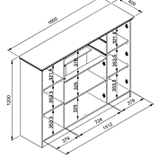 Madia, credenza con 4 ante e 2 cassetti finitura Grigio antracite