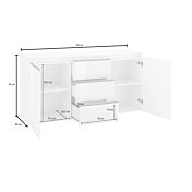 Madia moderna Antracite con maniglie a gola, 2 ante 3 cassetti