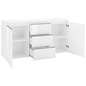 Madia moderna Bianco laccato lucido con maniglie a gola, 2 ante 3 cassetti