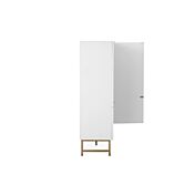 Madia contenitore alta moderna 2 ante, bianco opaco con dettagli dorati