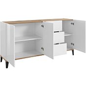 Madia Levante Bianco lucido e Pero, 3 ante 3 cassetti