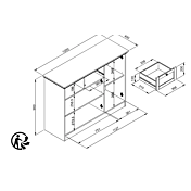 Credenza  3 ante 1 cassetto in finitura Grigio antracite