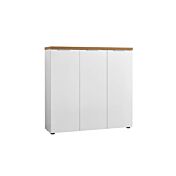 Scarpiera 3 ante, Bianco laccato lucido e Castagno, pronta consegna