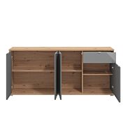 Credenza per soggiorno moderna, finitura Grigio grafite e Rovere